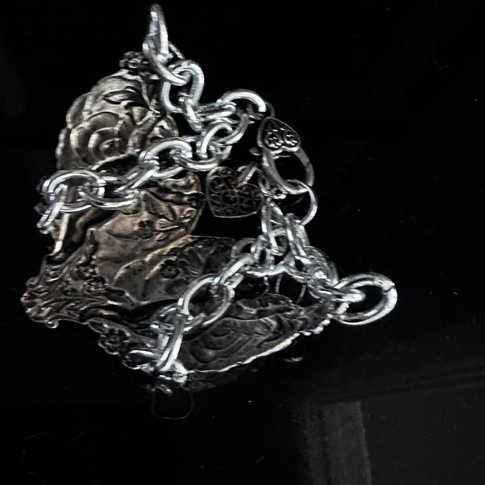 Cherub Angel Cuff Bracelet Victorian Silver Repoussé Cupid Angels Christmas Gift - Picture 7 of 12